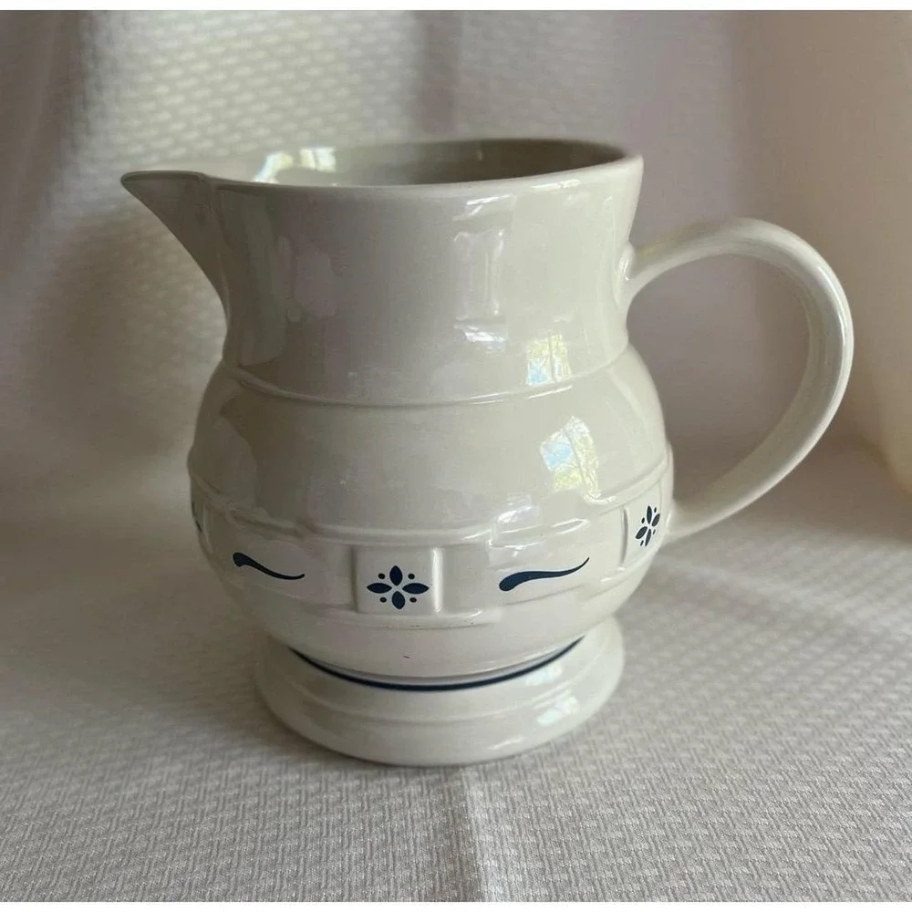 Longaberger Pottery Woven Traditions Classic Blue Pitcher